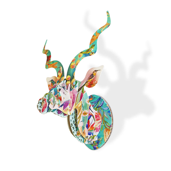 Mini Kudu head with Paradise print