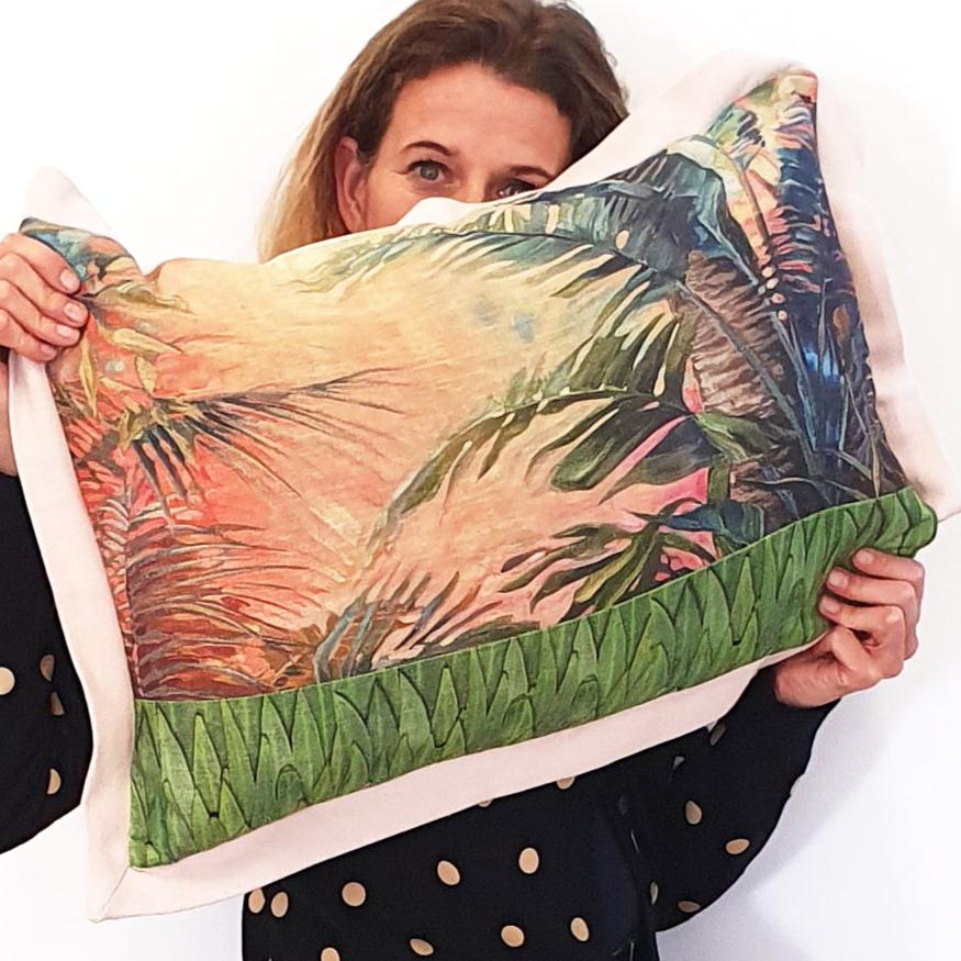 Orange Sunset Cushion Cover, Cotton-linen blend, 60cm x 30cm