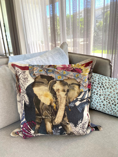 Elephant Cushion Cover, Standard, Belgian Linen