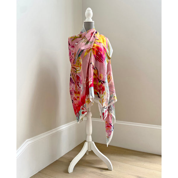Pink Fynbos Silk-modal Scarf