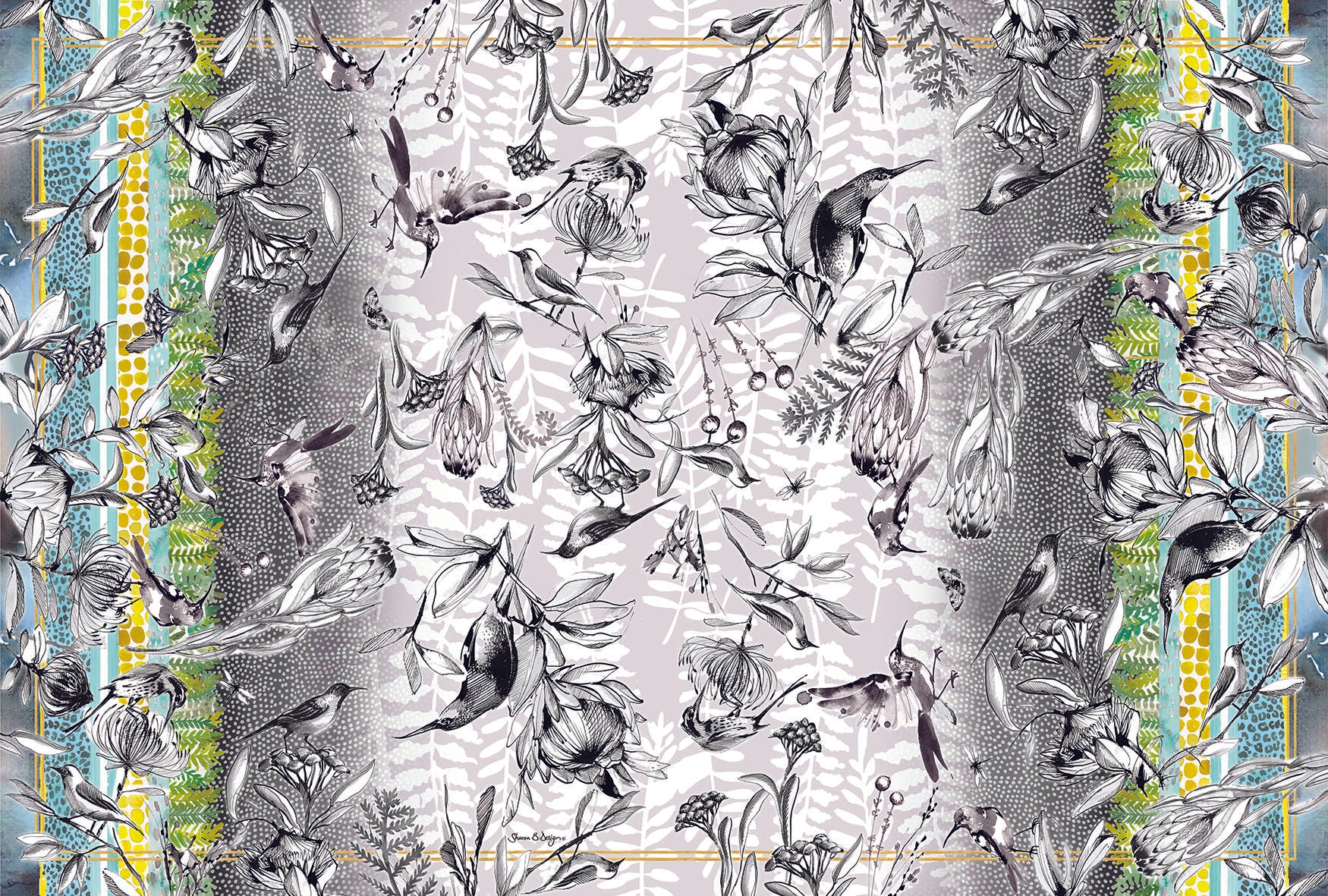 Greyscale Fynbos Fine Wool Scarf