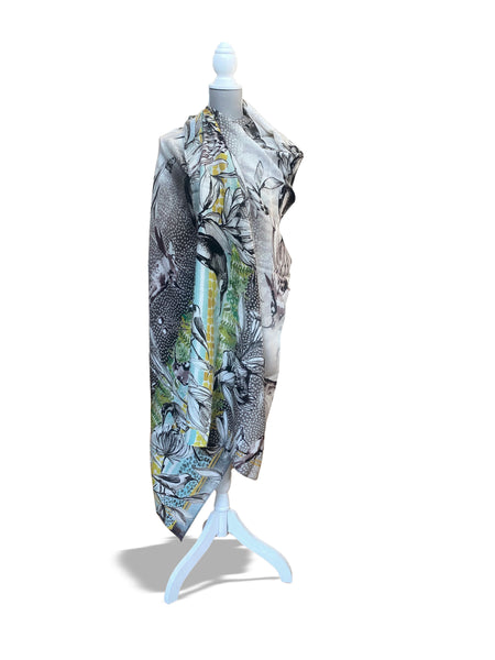 Greyscale Fynbos Fine Wool Scarf