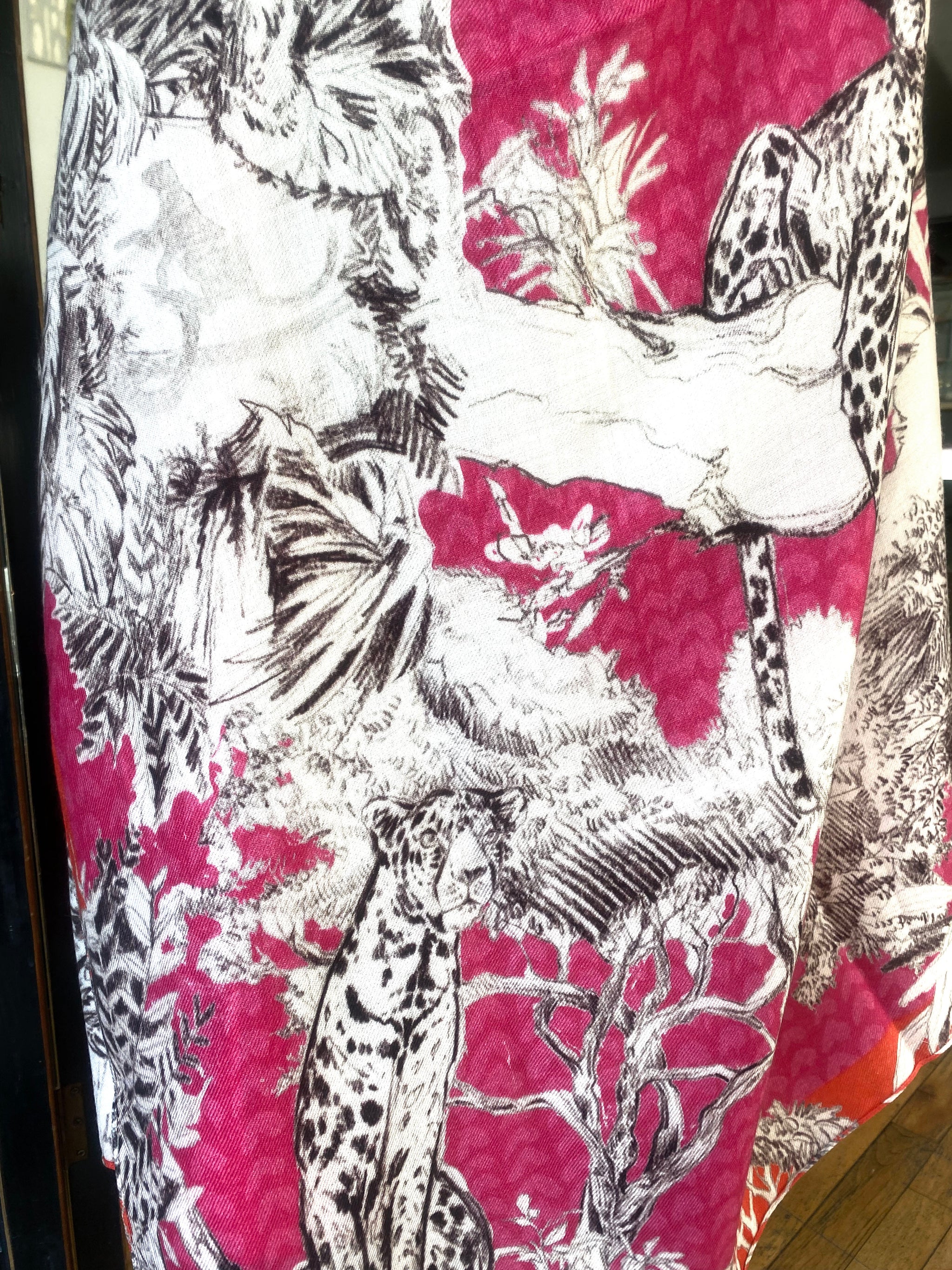 Pink Leopard Fine Wool Scarf