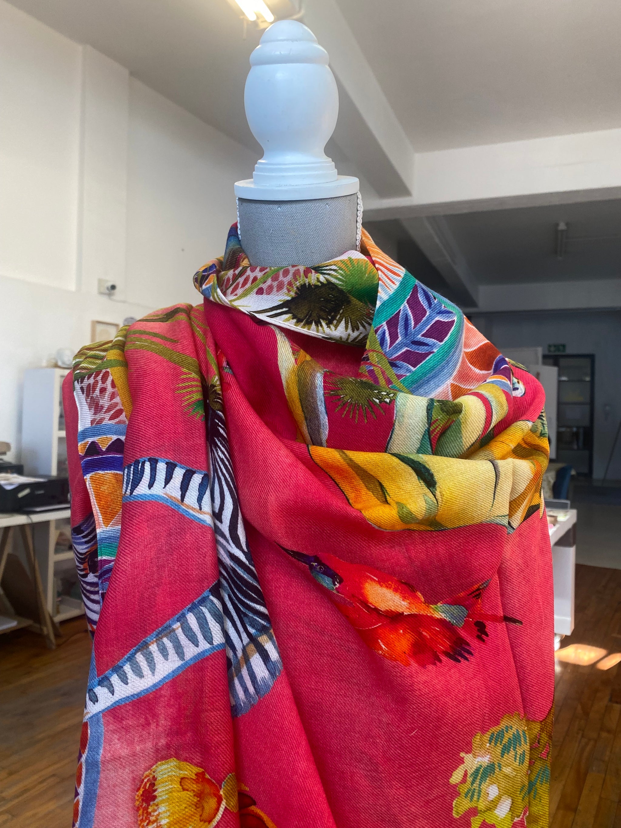 Fiesta Red Fine Wool Scarf