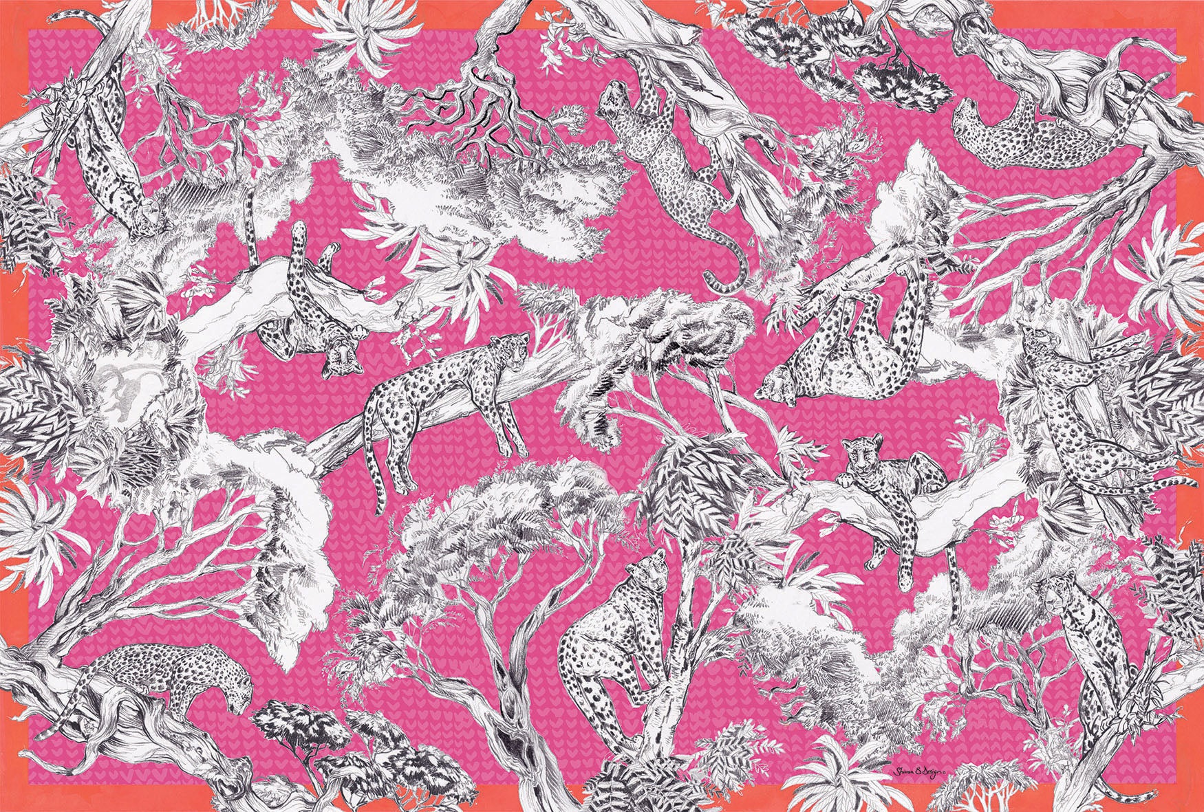 Pink Leopard Fine Wool Scarf
