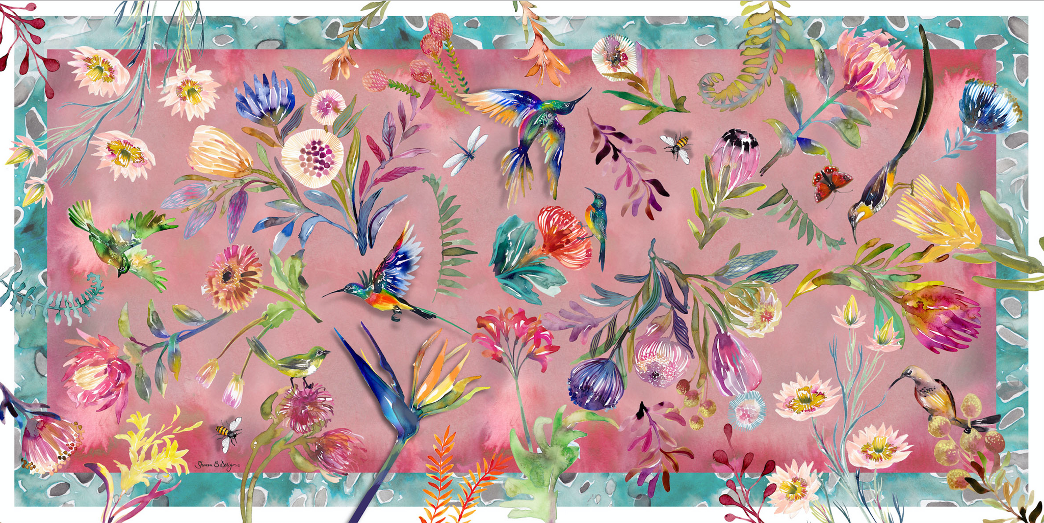 Pink Fynbos Wool Scarf