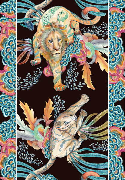 Zip pouch with  Royal Lion artwork