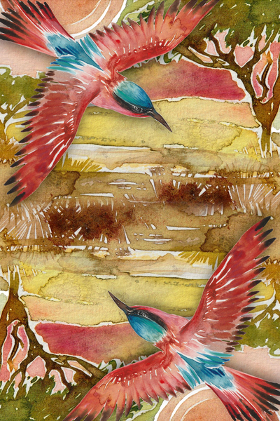 Zip pouch with Carmine Bee Eater artwork