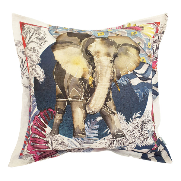 Elephant Cushion Cover, Standard, Cotton-Linen Blend