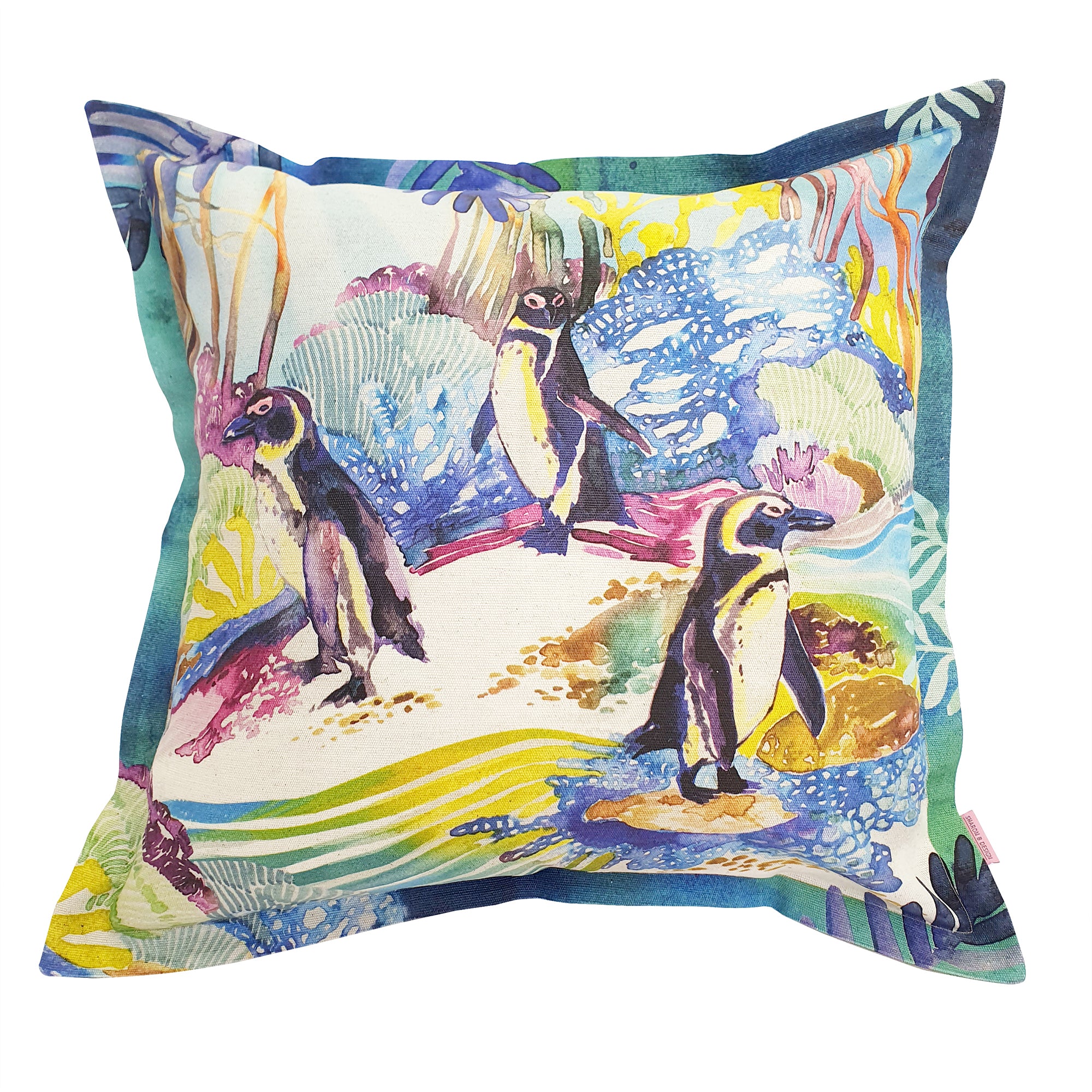 Standing Penguin Cushion Cover, Standard, Cotton-Linen Blend