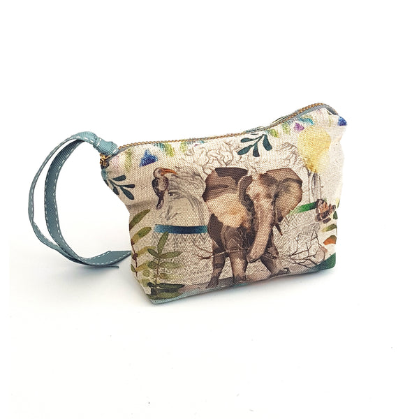 Zip pouch with Elephant artwork