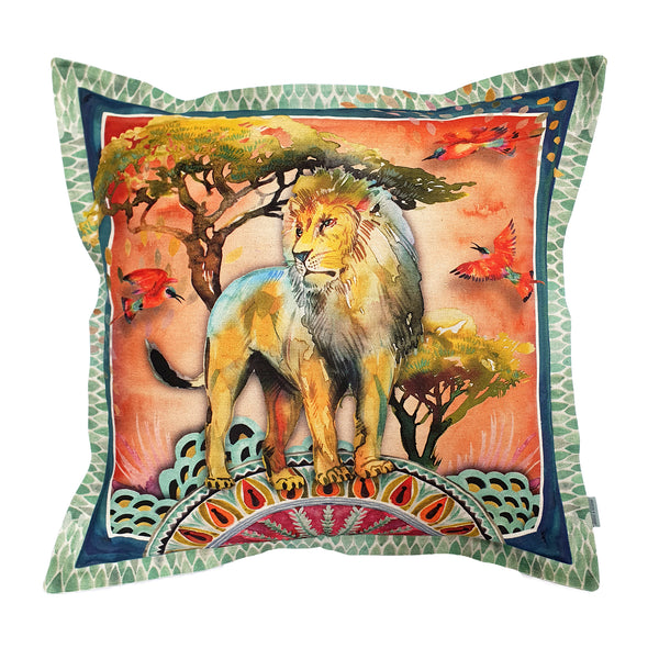 Fiesta Lion Cushion Cover, Standard, Cotton-Linen Blend