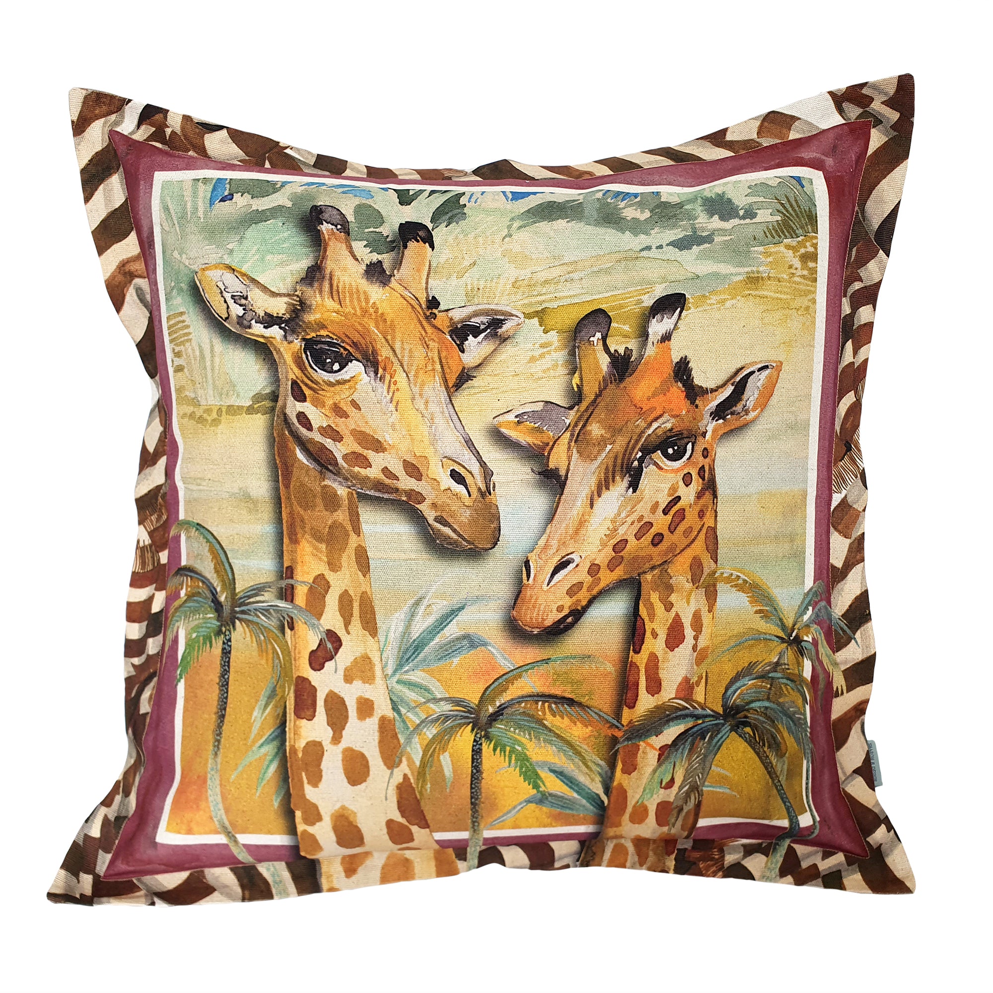 Fiesta Giraffe Cushion Cover, Standard, Cotton-Linen Blend