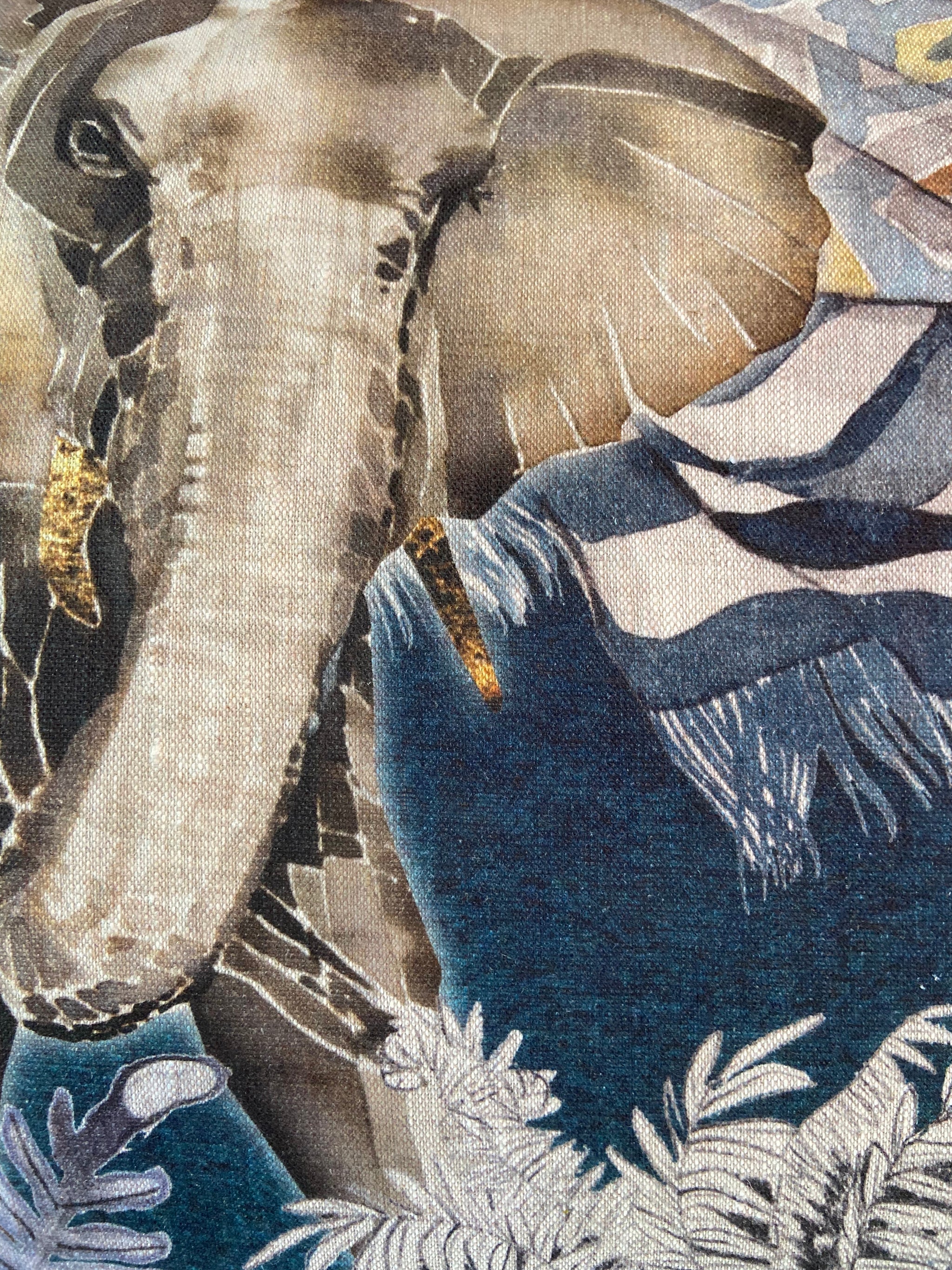 Elephant Cushion Cover, Large, Belgian Linen