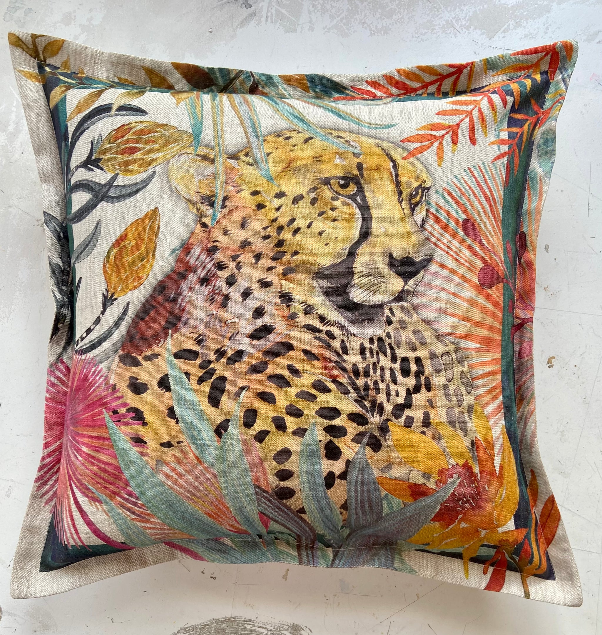 Cheetah Cushion Cover, Standard, Belgian Linen