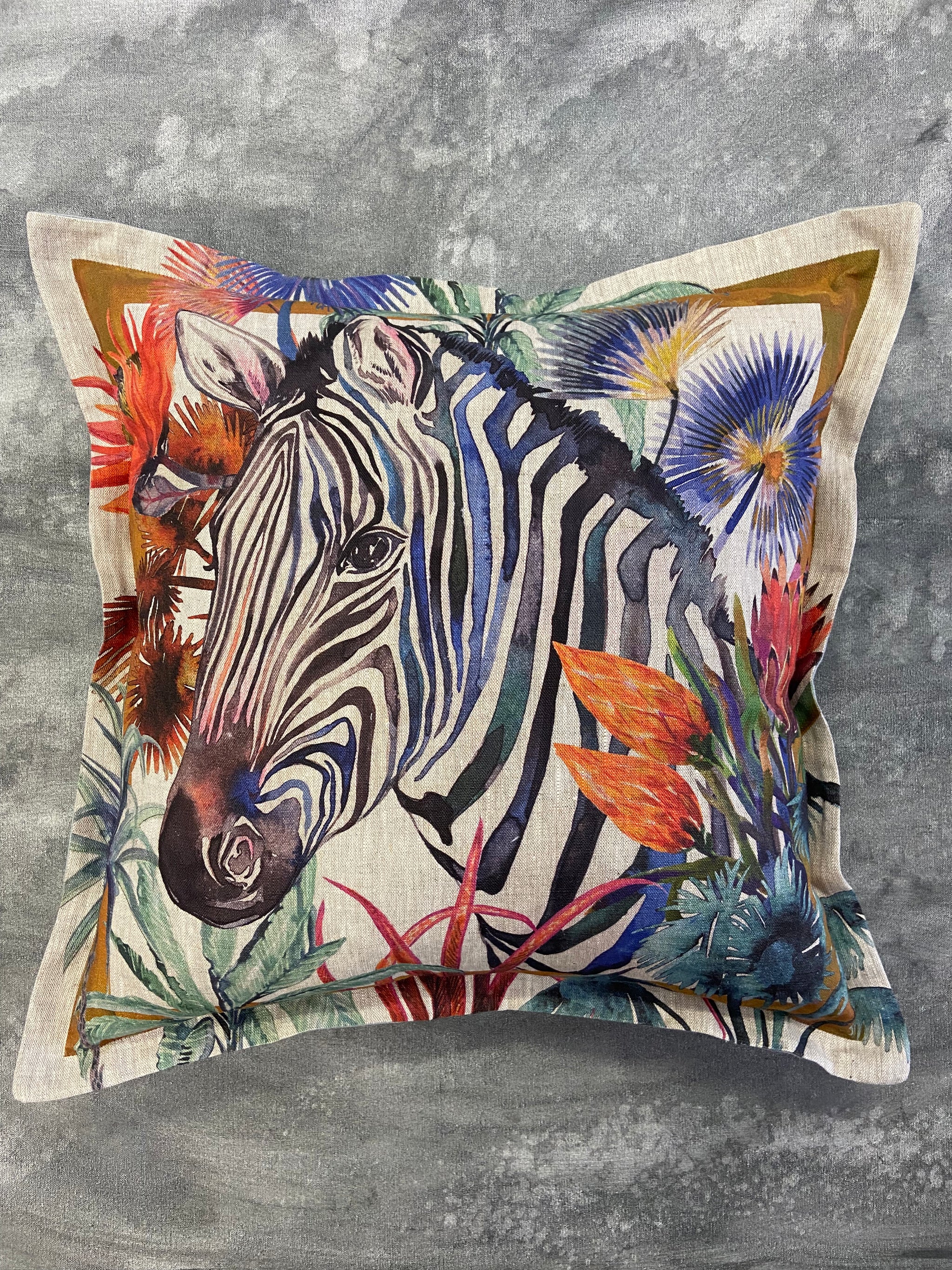 Zebra Cushion Cover (Belgium linen)