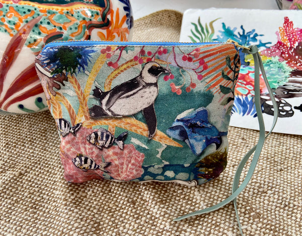 Zip pouch with Atlantic Ocean artwork