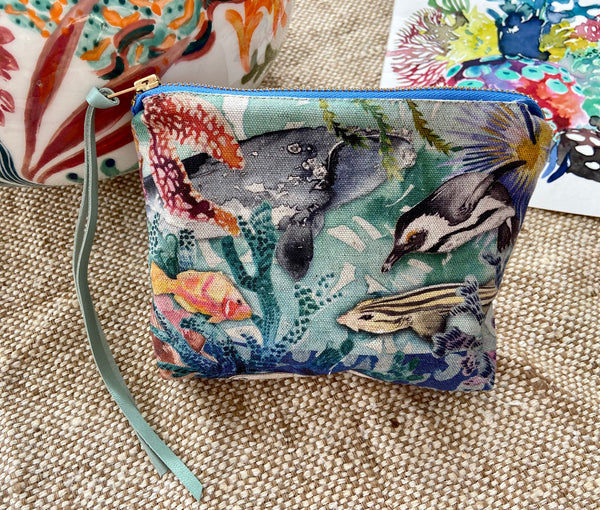 Zip pouch with Atlantic Ocean artwork