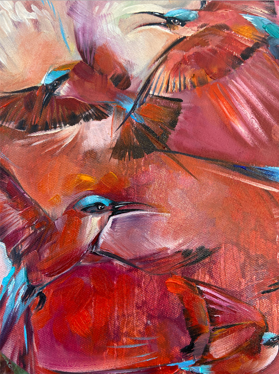 Southern Carmine Bee-eater Mini oil-on-canvas