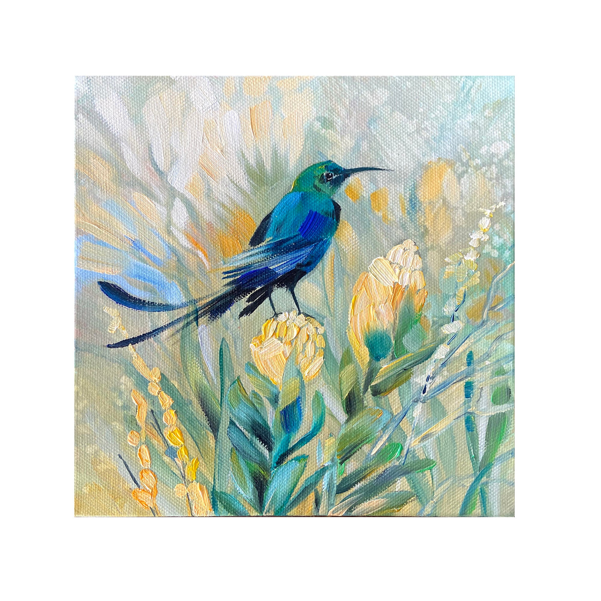 Malachite Sunbird Mini oil-on-canvas