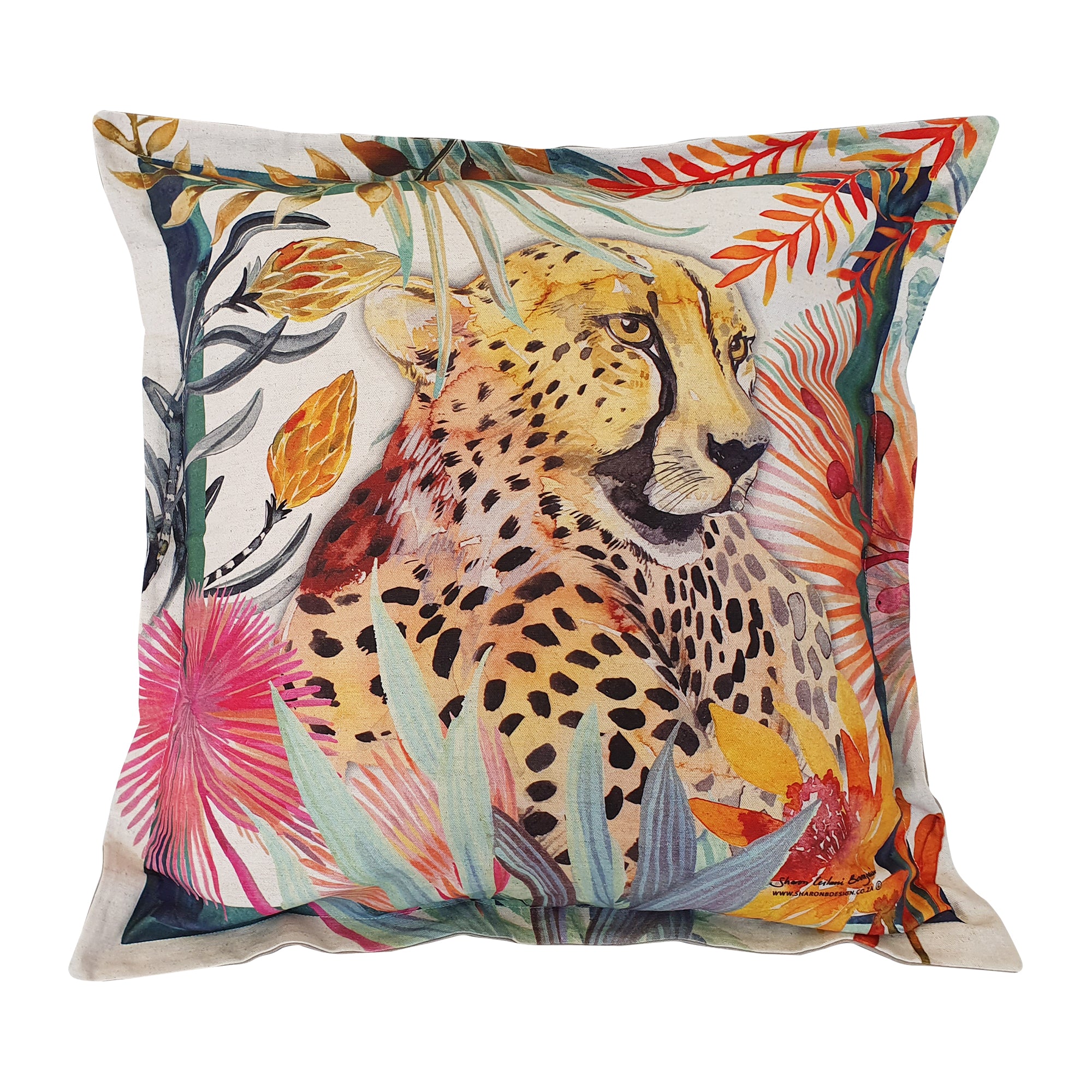 Cheetah Cushion Cover, Standard, Cotton-Linen Blend