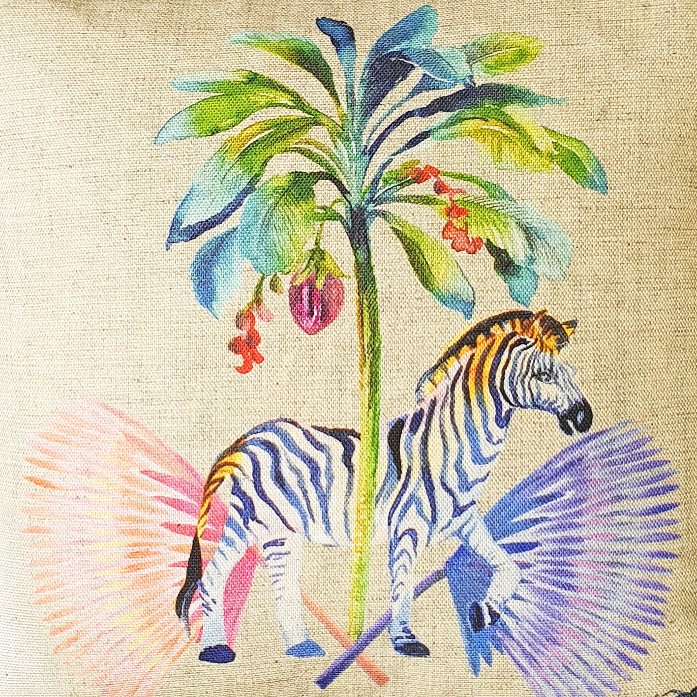 Mini Zebra Cushion Cover, 25cm x 25cm, Cotton-linen blend