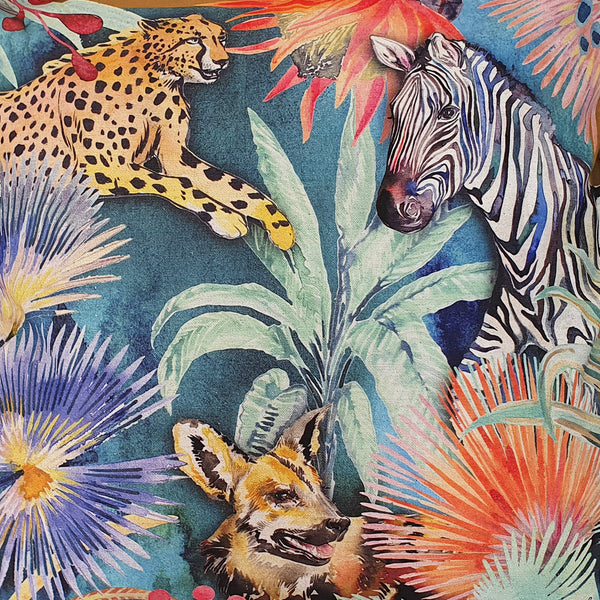 Wildlife with Cheetah Cushion Cover, Standard, Cotton-Linen Blend