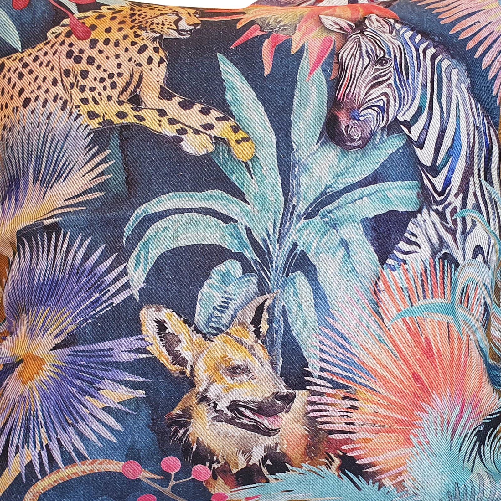 Wildlife with Cheetah Cushion Cover, Standard, Belgian Linen