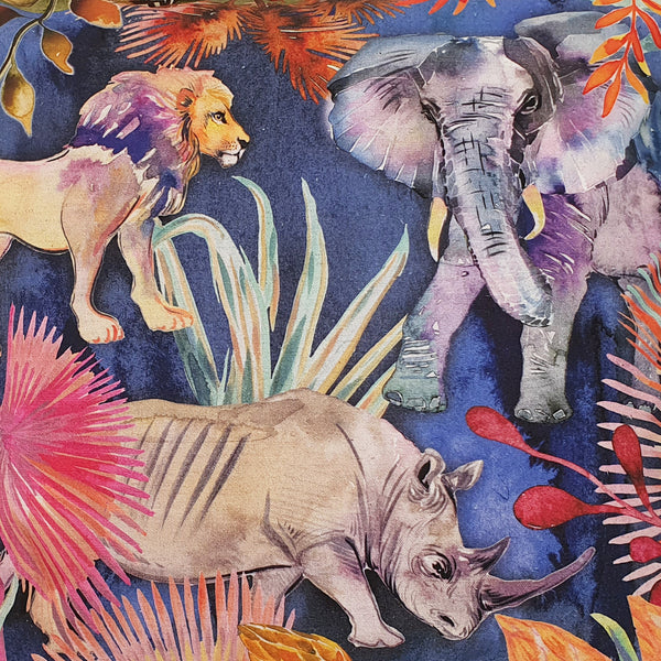 Wildlife with Elephant Cushion Cover , Standard, Cotton-Linen Blend