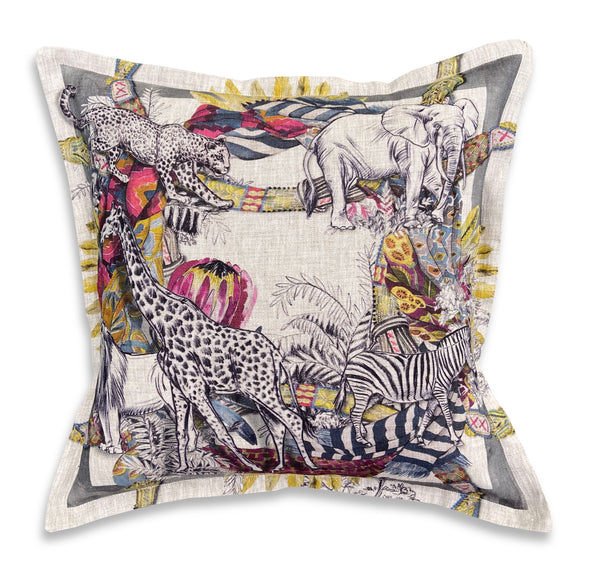 Neutral Tribal Cushion Cover, Standard, Belgian Linen